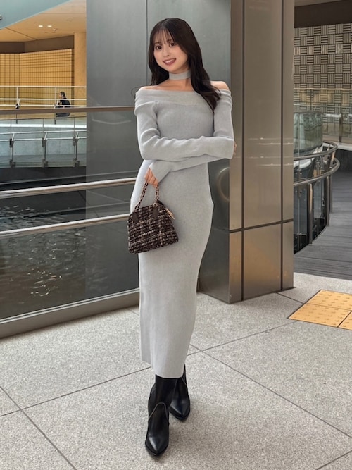 セール】many wayワンショルニットワンピース 秋服 冬服（ワンピース