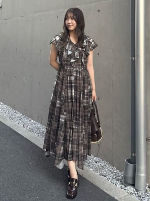 セール】シアーパターンイレヘムワンピース 夏服 秋服（ワンピース