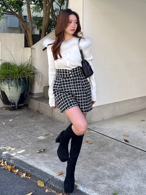 セール】デザインウエストツイードショートパンツ 秋服 冬服