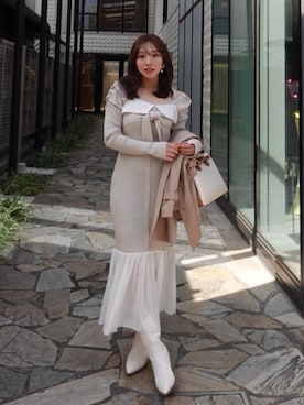 「rienda（リエンダ）のアイテム（ワンピース/ドレス）」を使った、riendaofficialさん（レディース・159cm）の春コーディネート