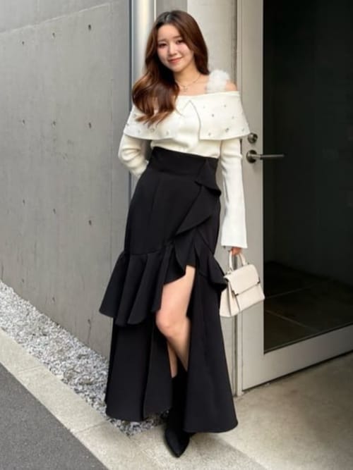 フリルスリットハイウエストスコートショートパンツ 秋服 冬服