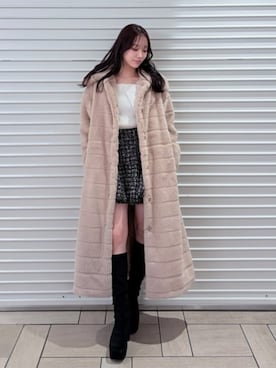 「アイテム（ムートンコート）」を使った、riendaofficialさん（レディース・160cm）の冬コーディネート