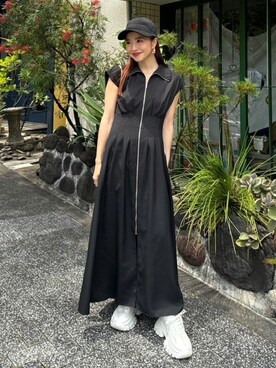 「rienda（リエンダ）のアイテム（キャップ）」を使った、riendaofficialさん（レディース・154cm）の夏コーディネート