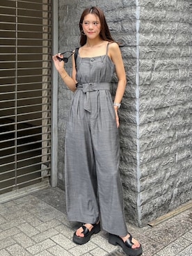 「rienda（リエンダ）のアイテム（オールインワン・サロペット）」を使った、riendaofficialさん（レディース・164cm）の夏コーディネート
