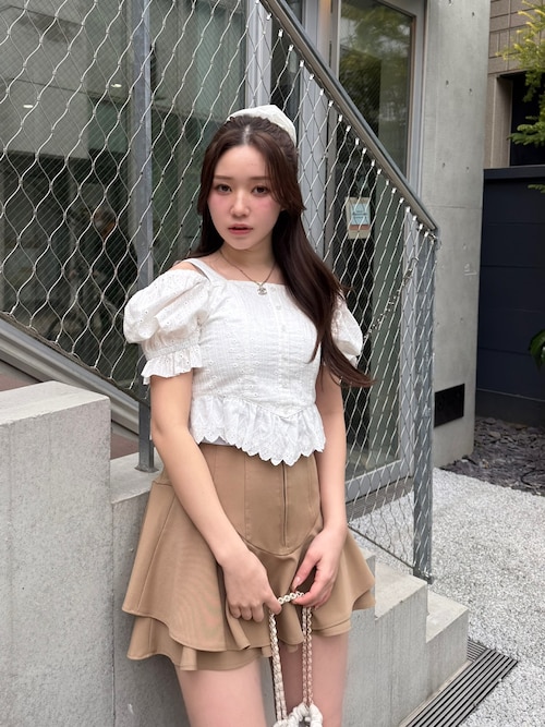 森香澄さん着用】レイヤードヘムコルセットスコートショートパンツ 春