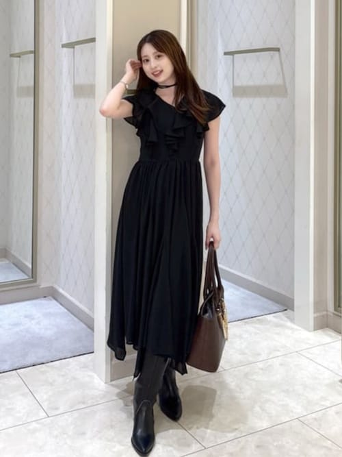 セール】シアーパターンイレヘムワンピース 夏服 秋服（ワンピース