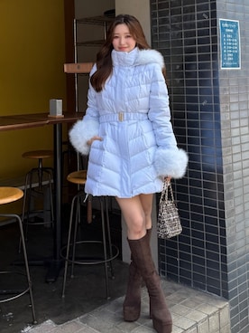 「rienda（リエンダ）のアイテム（ダウンジャケット/コート）」を使った、riendaofficialさん（レディース・153cm）の秋コーディネート