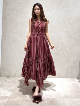 「アイテム（シャツワンピース）」を使った、riendaofficialさん（レディース・156cm）の夏コーディネート