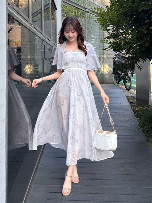 ブラウスセットフラワーパターンワンピース 春服 夏服（ワンピース