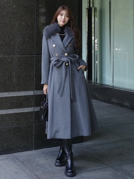 「アイテム（ステンカラーコート）」を使った、riendaofficialさん（レディース・168cm）の秋コーディネート