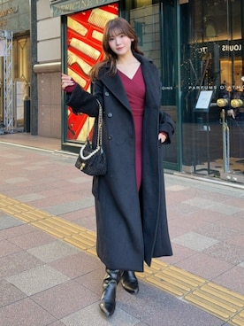 「アイテム（チェスターコート）」を使った、riendaofficialさん（レディース・160cm）の秋コーディネート