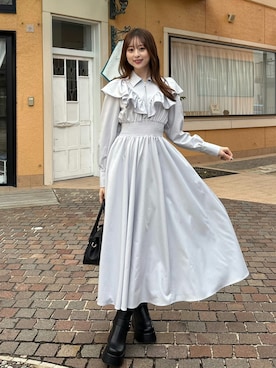 「アイテム（シャツワンピース）」を使った、riendaofficialさん（レディース・160cm）の冬コーディネート