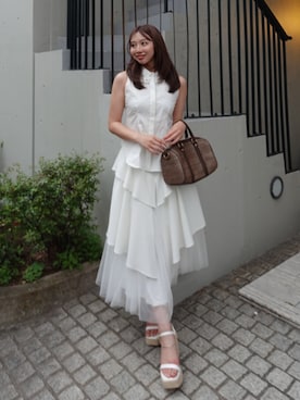 「rienda（リエンダ）のアイテム」を使った、riendaofficialさん（レディース・159cm）の夏コーディネート