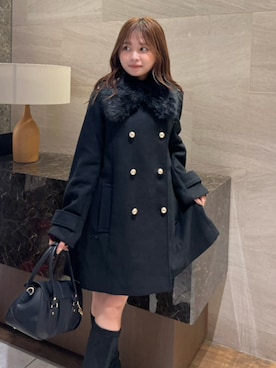 「アイテム（ステンカラーコート）」を使った、riendaofficialさん（レディース・153cm）の秋コーディネート