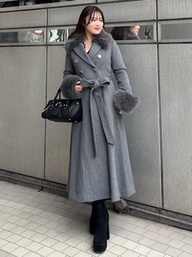 「アイテム（ステンカラーコート、グレー系）」を使った、riendaofficialさん（レディース・160cm）の秋コーディネート