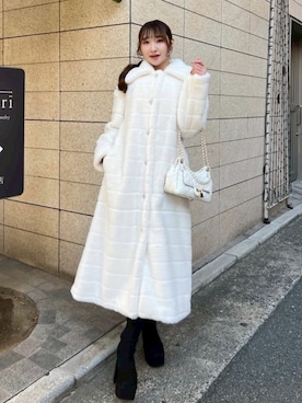 「アイテム（ムートンコート）」を使った、riendaofficialさん（レディース・161cm）の冬コーディネート