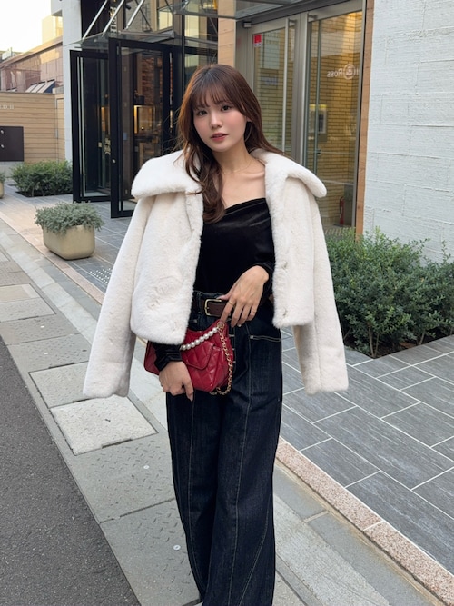 セール】ショート丈ファージャケット 秋服 冬服（ダウンジャケット