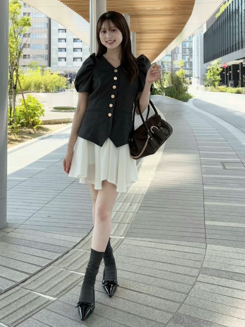 Her Praha ブラック ミニワンピース 半袖 セール】スーツライクレディ―ミニワンピース 半袖 夏服 秋服