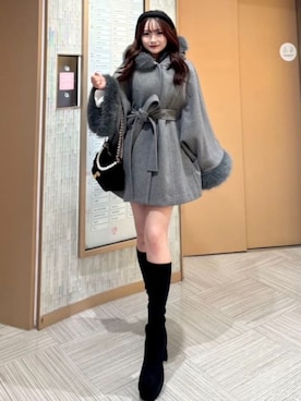 「アイテム（ポンチョ）」を使った、riendaofficialさん（レディース・158cm）の秋コーディネート