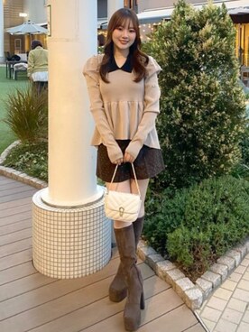 「rienda（リエンダ）のアイテム（パンツ）」を使った、riendaofficialさん（レディース・152cm）の秋コーディネート