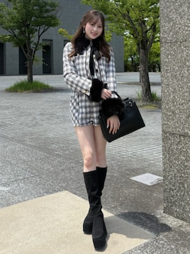「アイテム（ノーカラージャケット）」を使った、riendaofficialさん（レディース・160cm）の夏コーディネート