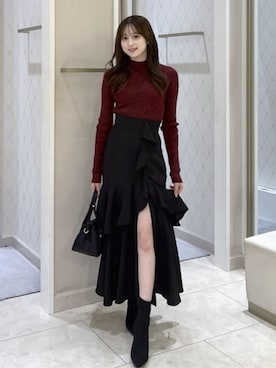 「アイテム（スカート）」を使った、riendaofficialさん（レディース・160cm）の秋コーディネート