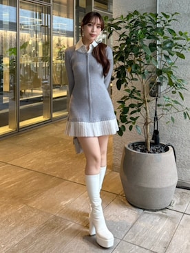 rienda レイヤードパターンシャツニットミニワンピース 秋服 冬服 レイヤードパターンシャツニットミニワンピース 秋服 冬服を使った人気