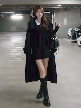 「アイテム（チェスターコート）」を使った、riendaofficialさん（レディース・168cm）の秋コーディネート