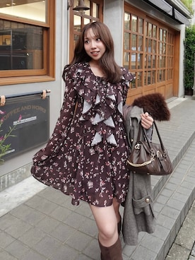 「アイテム（ステンカラーコート）」を使った、riendaofficialさん（レディース・159cm）の秋コーディネート