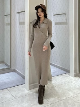 riendaofficialさん（レディース・157cm）の冬コーディネート