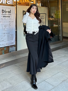 「rienda（リエンダ）のアイテム（ジャケット/アウター）」を使った、riendaofficialさん（レディース・165cm）の冬コーディネート