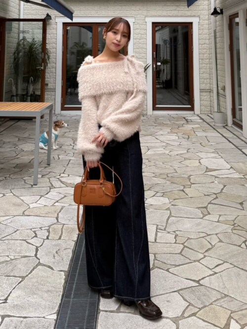 セール】フロントボタンデザインハイウエストデニムパンツ 秋服 冬服