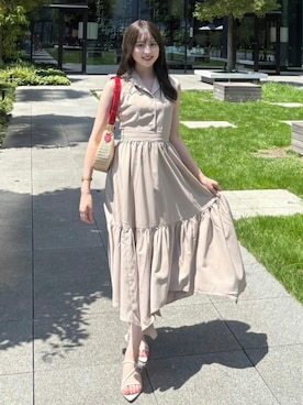 「アイテム（シャツワンピース）」を使った、riendaofficialさん（レディース・160cm）の夏コーディネート