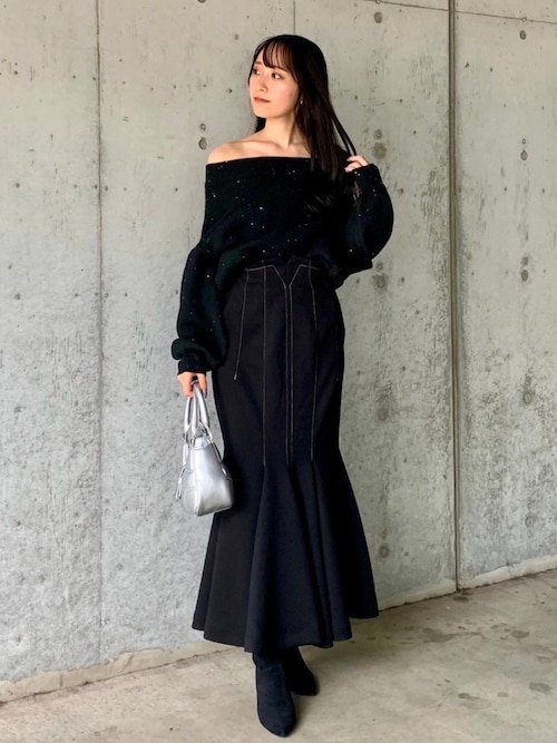 riendaマーメイドスカート rienda スカート アシンメトリーレイヤードマーメイドスカート