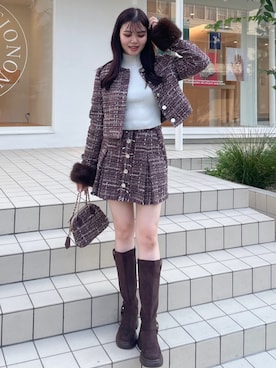 「アイテム（ノーカラーコート）」を使った、riendaofficialさん（レディース・164cm）の秋コーディネート