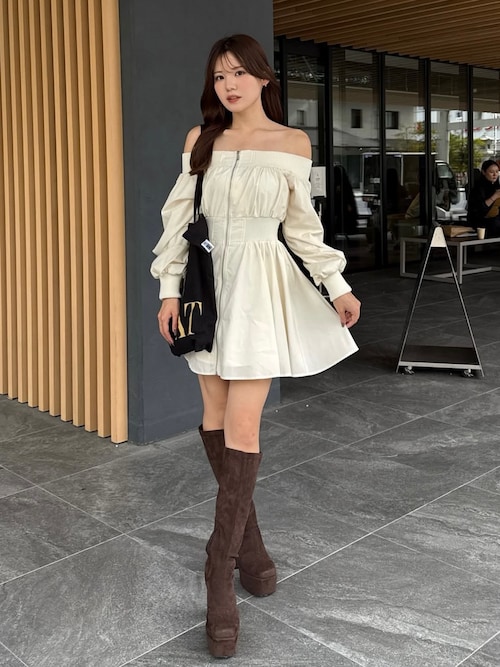 MA-1オフショルロングスリーブミニワンピース 秋服 冬服（ワンピース