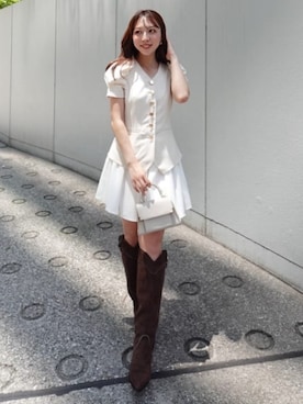 「キレイめコーデ」｜「アイテム（ブーツ）」を使った、riendaofficialさん（レディース・159cm）の夏コーディネート