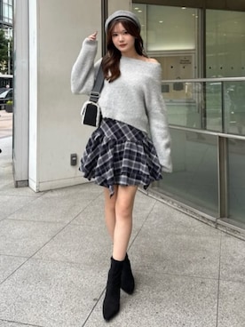 「アイテム（ハンチング/ベレー帽）」を使った、riendaofficialさん（レディース・160cm）の秋コーディネート