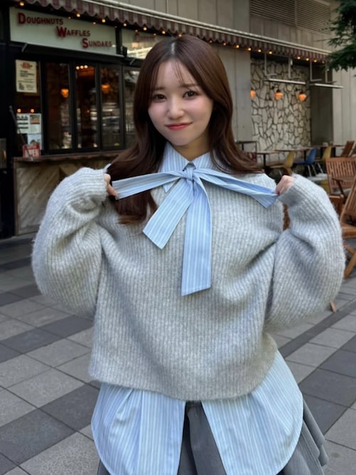 セール】ウエストシェイプボウタイシャツ 秋服 冬服（シャツ/ブラウス