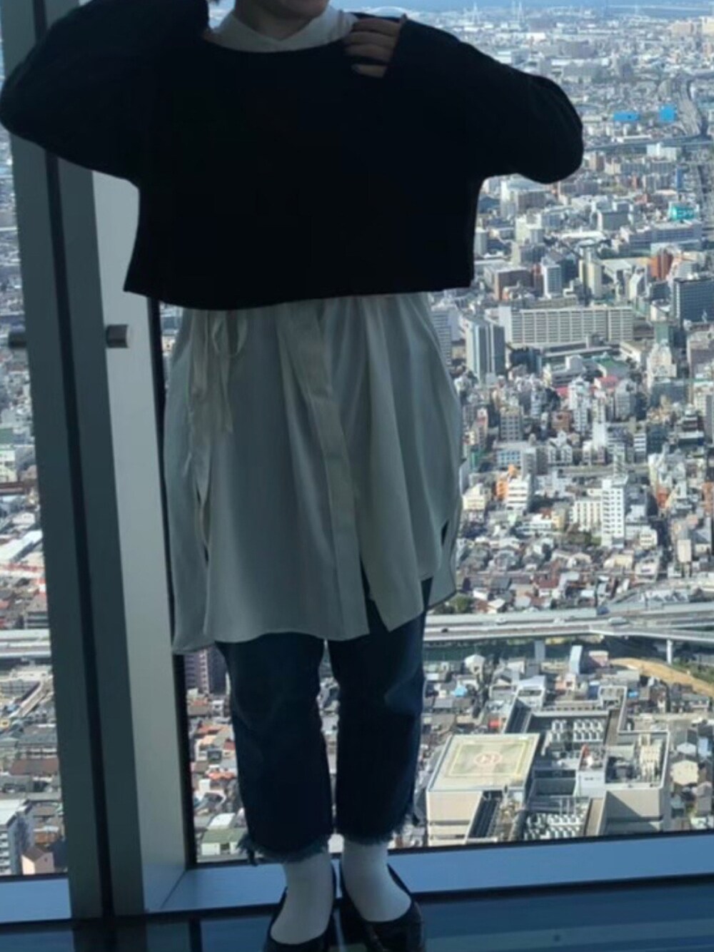 「LOWRYS FARMの１２Ｇレイヤード２Ｐワンピース　895968（ワンピース、ブラック系）」を使った、shさん（レディース・156cm）の秋コーディネートの1枚目の写真