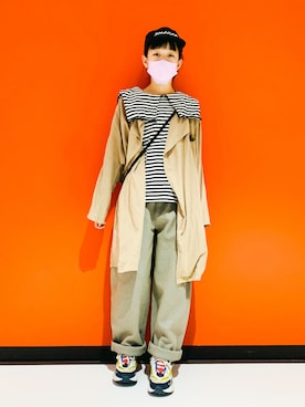 「MM6 Maison Margiela（ｴﾑｴﾑｼｯｸｽ ﾒｿﾞﾝ ﾏﾙｼﾞｪﾗ）のアイテム（キャップ）」を使った、riccarinさん（キッズ・148cm）の冬コーディネート