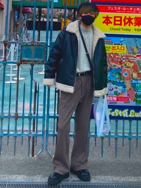 「EMMA  CLOTHES」｜「アイテム（ブルゾン）」を使った、しょーだい◢ ◤さん（メンズ・172cm）の冬コーディネート