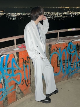 「Loose/ルース（ルース）のハイソール プレーントゥシューズ（ドレスシューズ、ブラック系）」を使った、しょーだい◢ ◤さん（メンズ・173cm）の夏コーディネート