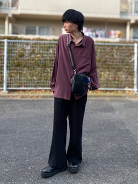 「Loose/ルース（ルース）のハイソール プレーントゥシューズ（ドレスシューズ、ブラック系）」を使った、しょーだい◢ ◤さん（メンズ・173cm）の冬コーディネート