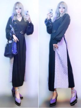 「ロングヘア」｜「アイテム（パンプス）」を使った、砂漠さん（レディース・154cm）の秋コーディネート