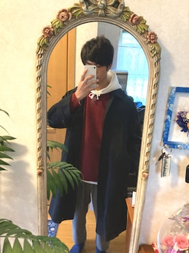 「大学生コーデ」｜「アイテム（ステンカラーコート）」を使った、BUNOさん（メンズ・172cm）の秋コーディネート