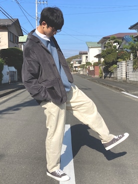 「コーデュロイパンツ」｜「アイテム（セットアップ）」を使った、BUNOさん（メンズ・172cm）の秋コーディネート