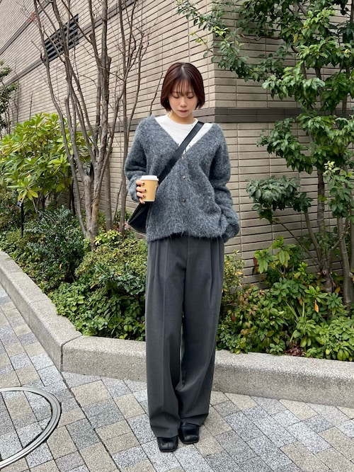 #wnc アトリエサガン ATELER SAGAN カーディガン M 黒 白 ニット プードル ビジュー アルパカ混 シルク混 モヘア混 レディース [918581] wnc アトリエサガン ATELER SAGAN カーディガン M 黒 白 ニット