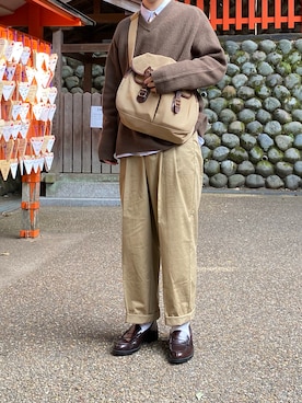 「ONCILY（オンシェリー）のアイテム（チノパンツ）」を使った、coco_010_cocoさん（メンズ・174cm）の冬コーディネート