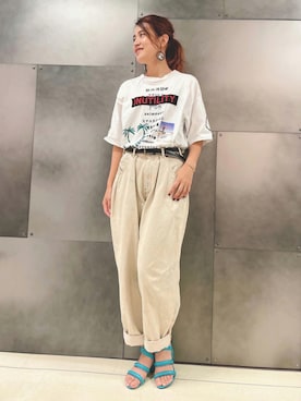 「オフホワイト」｜「アイテム（その他）」を使った、Angiさん（レディース・169cm）の夏コーディネート